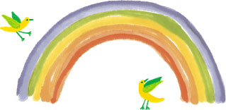 虹と小鳥のイラスト