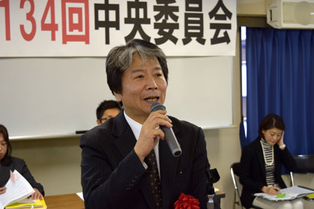 連帯のあいさつをする田中八尾市長